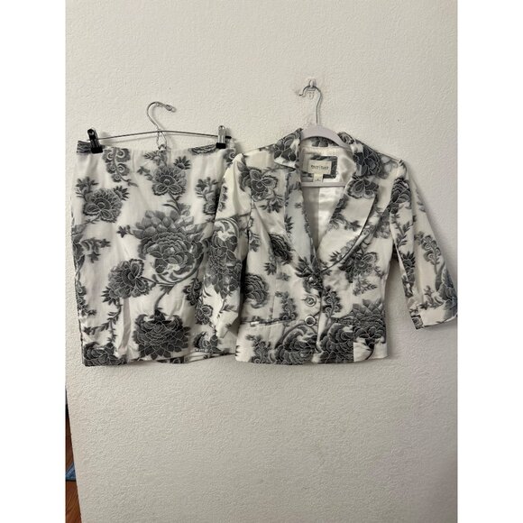 White House Black Market Floral Blazer & Pencil Skirt Set Elegant Formal Wear Wh - Picture 2 of 12
